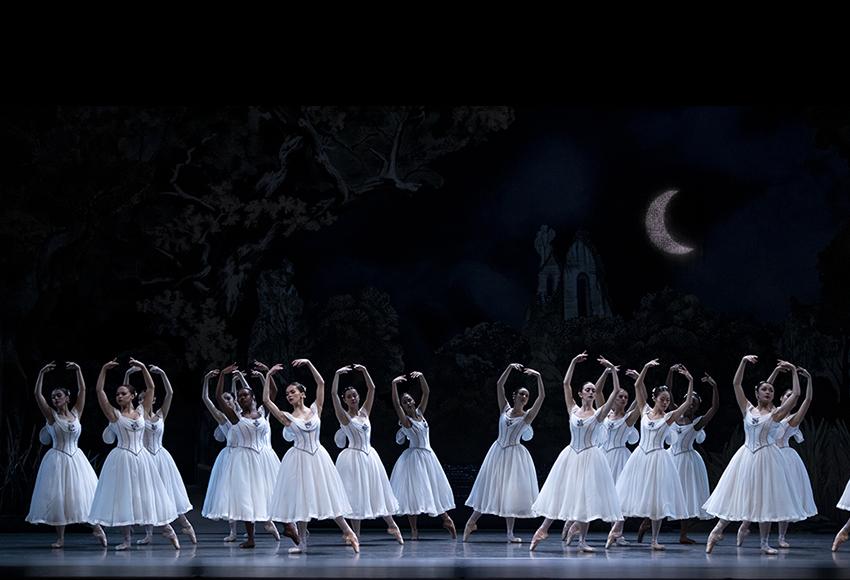 Pacific Northwest Ballet company dancers as the ghostly Wilis, in Peter Boal's staging of Giselle — Photo by Angela Sterling