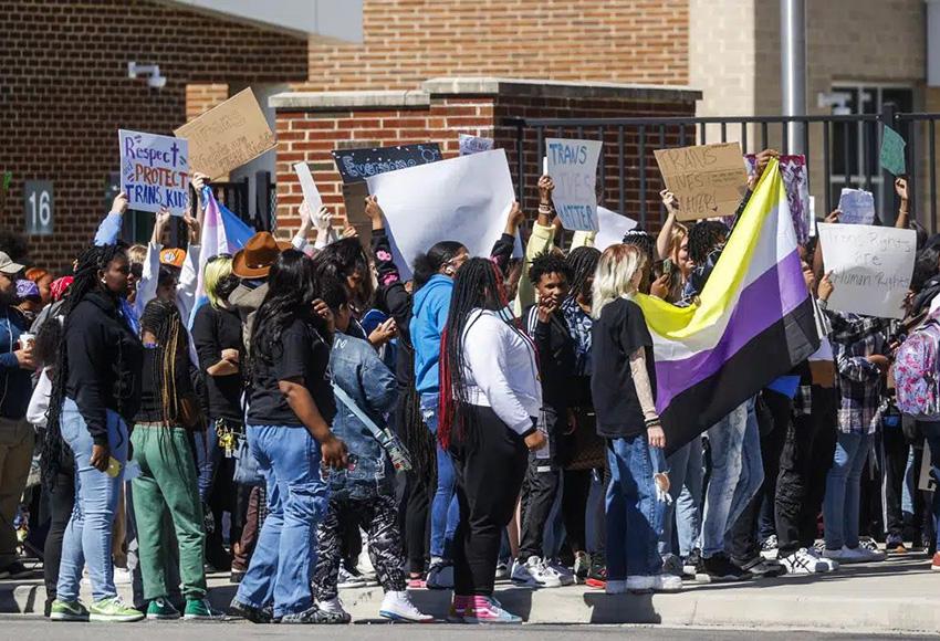 Students from Henrico High School in Richmond, Va. hold a walkout in 2022 — Photo by Shaban Athuman / Richmond Times-Dispatch via AP