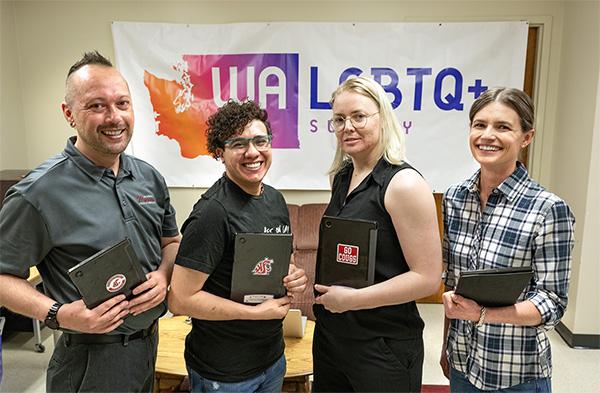 WSU members of the survey team Ron Price (left), Zak Moreno, Axis Zarcone and principal researcher Traci Gillig - Photo by  WSU