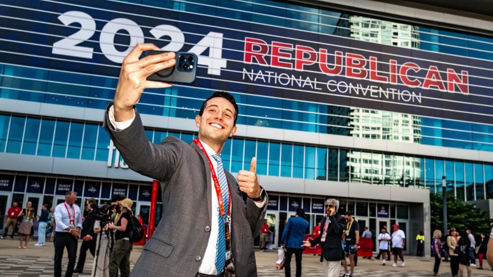 Man in front of RNC's Venue- Nate Gowdy