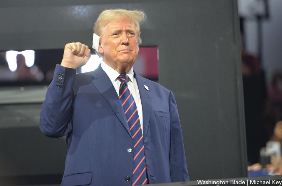 President-elect Donald Trump at the 2024 Republican National Convention in Milwaukee. (Washington Blade photo by Michael Key)