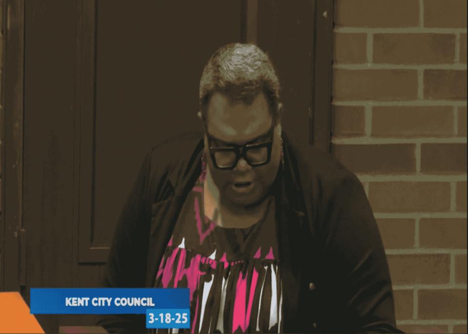 Amasai Jeke speaks at Kent's March 18 city council meeting. 